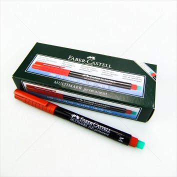 Faber-Castell ปากกาเขียนแผ่นใส ลบไม่ได้ M (1.0) <1/10> สีแดง